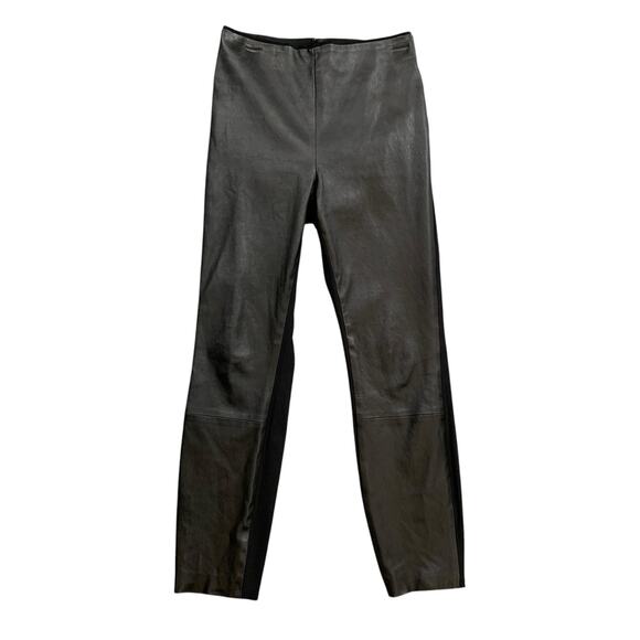 Rag & Bone NY Pants Womens 8 Black Leather Zip Back Stretch Side Panel Trouser - Picture 1 of 12